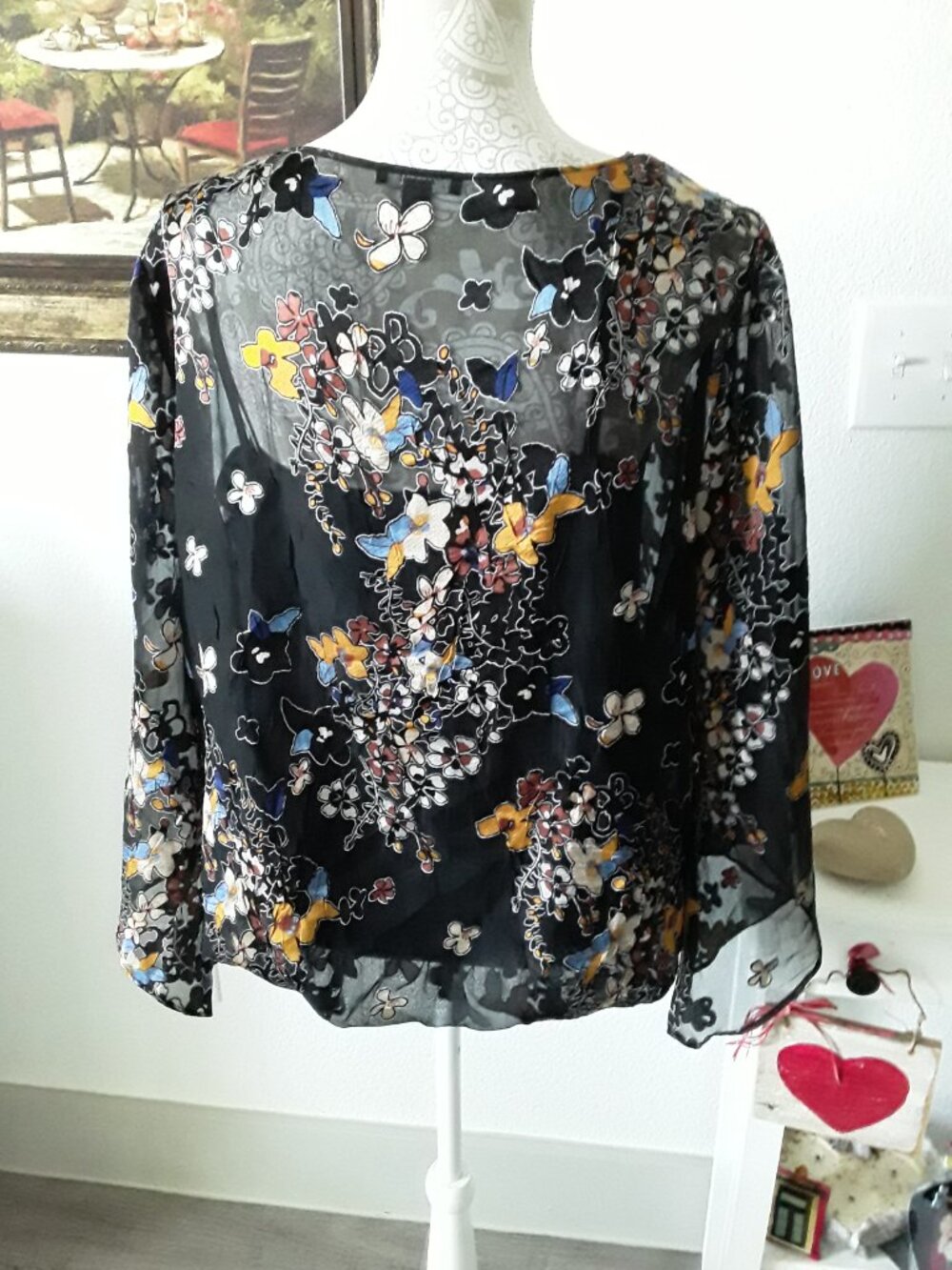 Alfani beautiful crinkle bubble hem flutter sleeve top size L - Picture 8 of 13